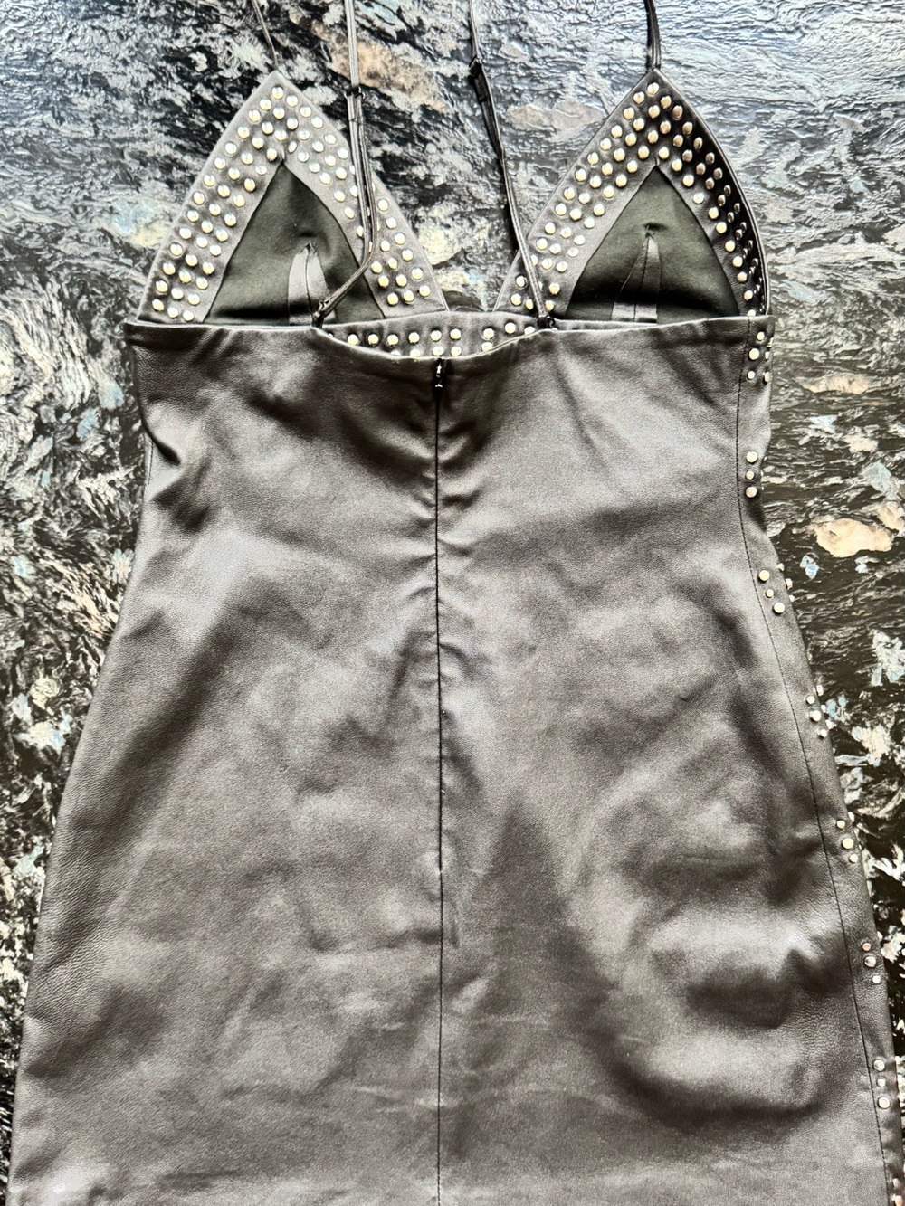Zara Black Studded Real Leather Mini Dress - Picture 5 of 14